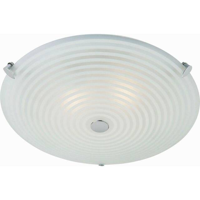 Flush Ceiling Light Frosted/Clear Glass & Chrome Plate 2 x 40W E14 candle
