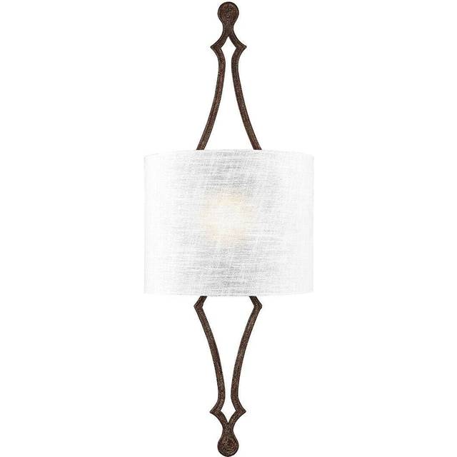 Wall Light Hidden Lamp White Linen Shade Distressed Gold LeafLED E27 60W