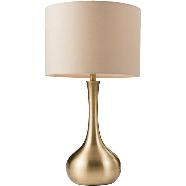 Touch Dimmer Table Lamp Brass & Taupe Shade Modern Metal Bedside Reading Light