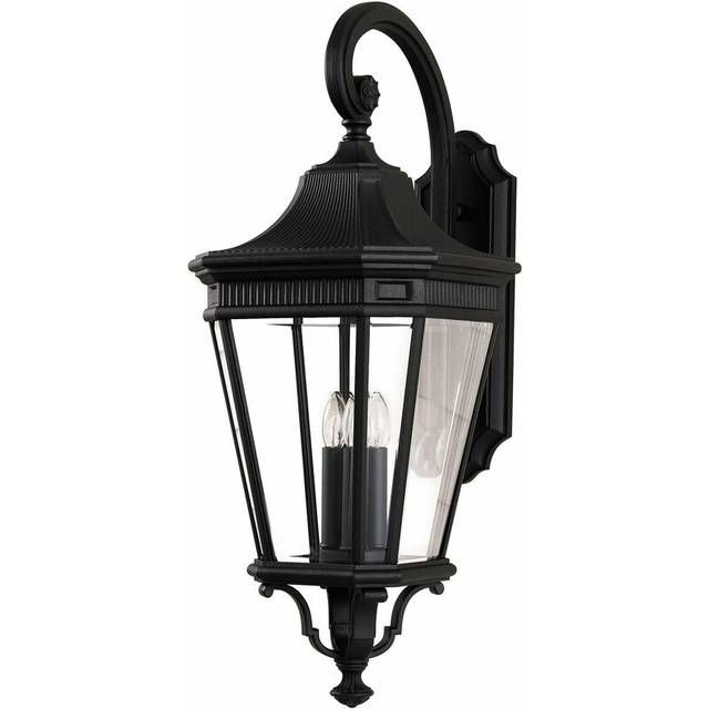 Outdoor IP44 3 Bulb Wall Light Sconce Black LED E14 60W Bulb External d00671