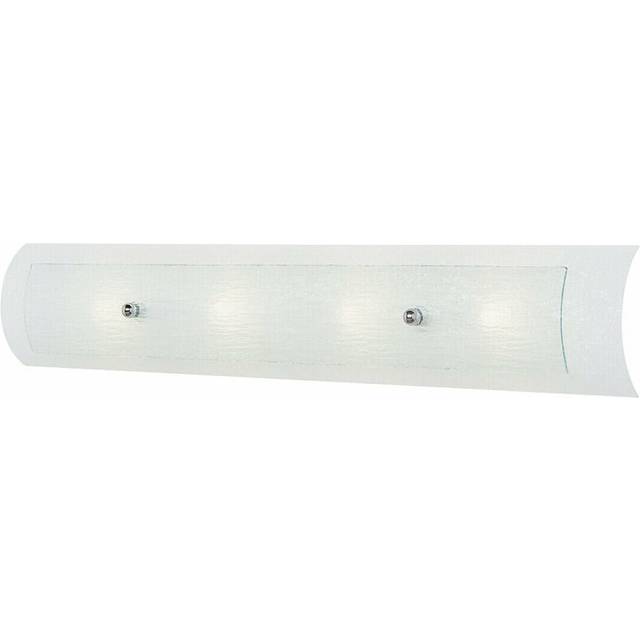IP44 4 Bulb Wall Light Bent Linen Glass Frames Polished Chrome LED G9 3.5W