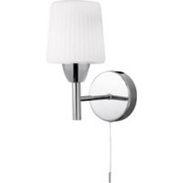 Litecraft Molice Wall Light Bathroom With Ribbed Glass Shade - Chrome