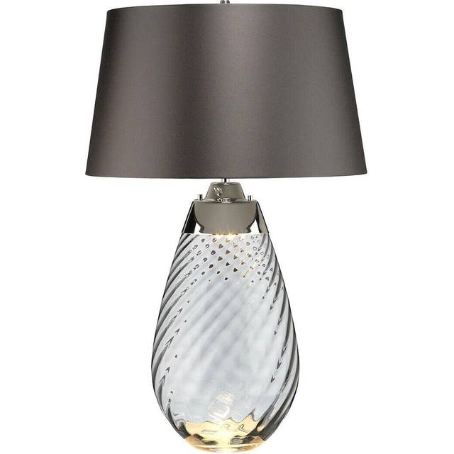 Table Lamp Smoke tinted Glass & Slate Shade LED E27 60W Bulb d01884