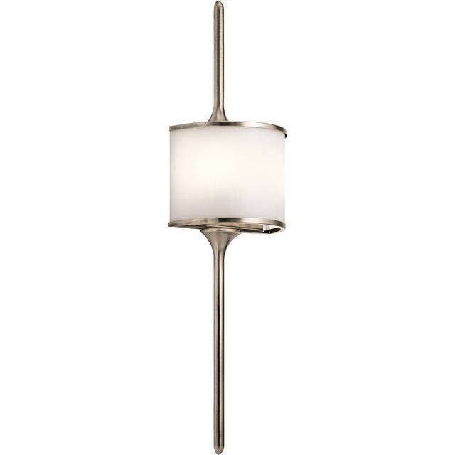 IP 44 Twin Wall Light Centralised White Glass Shade Classic Pewter LED G9 3.5W