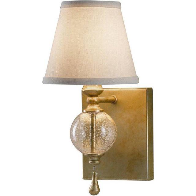 Wall Light Bubble Glass Orb Fabric Shade Oxidized Silver Leaf LED E14 60W