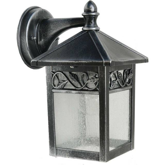 Outdoor IP44 Wall Light Sconce Black Silver LED E27 60W Bulb Outside External