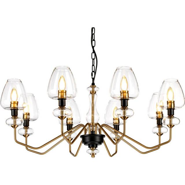 8 Bulb Chandelier Aged Brass Finish Plated And Charcoal Black Paint LED E14 40W
