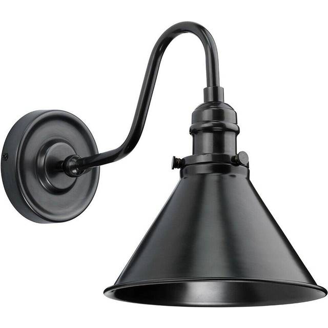 Wall Light Sconce Metal Conical Shade Downlighter Old Bronze LED E27 60W Bulb