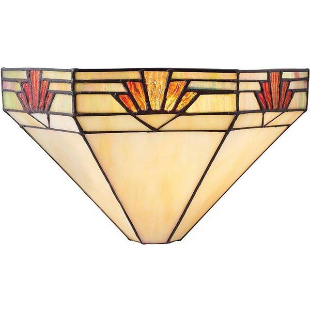 Tiffany Glass Wall Light Rich Cream & Gold Pendant Shade Interior Sconce i00256