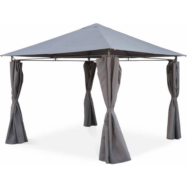 Sweeek - Heavy duty 3x3m gazebo with curtains, Elusa, Grey, 299x299x262 cm