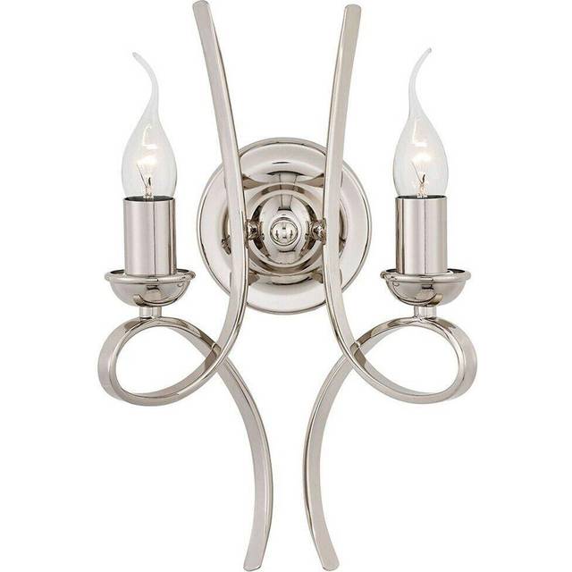 Eaves Luxury Twin Curved Arm Traditional Wall Light Polished Nickel Candelabra