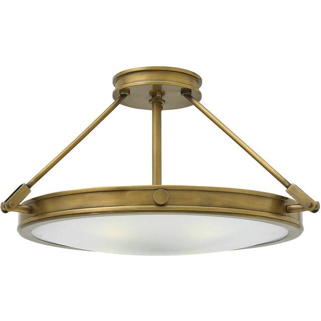 4 Bulb Semi Flush Light Cast Knobs Hinges White Shade Heritage Brass LED E14 60W