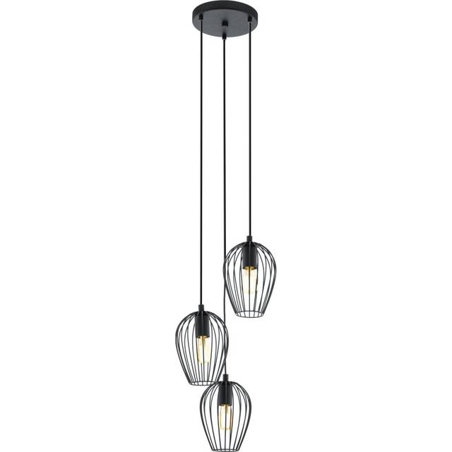 Hanging Ceiling Pendant Light Black Wire Cage 3x 60W E27 Hallway Feature Lamp