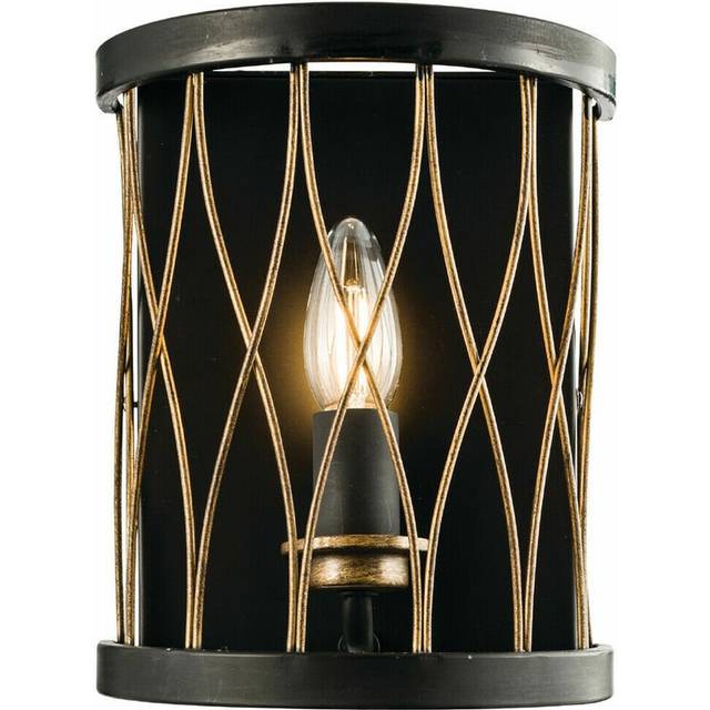Dimmable LED Wall Light Industrial Matt Black & Bronze Cage Hanging Lamp Fitting