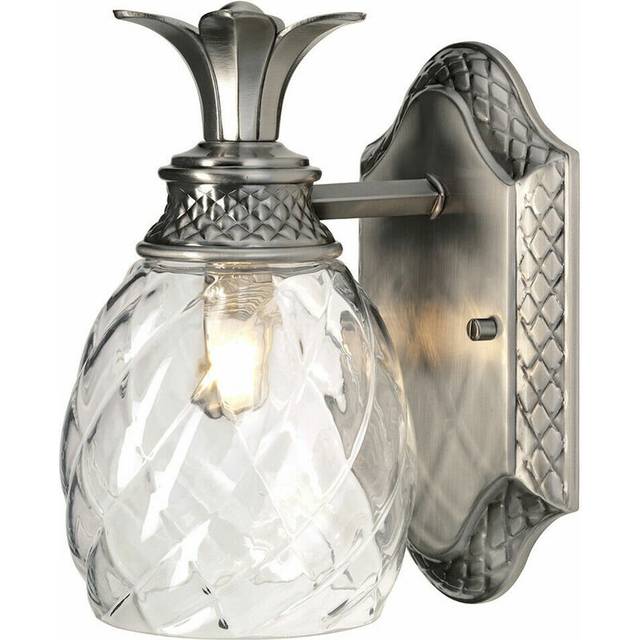 IP44 Wall Light Pineapple Shaped Clear Optic Glass Polished Nickel LED G9 3.5W