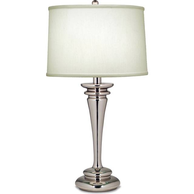 Table Lamp Zinc Pearl Supreme Satin Shade Highly Polished Nickel LED E27 60W