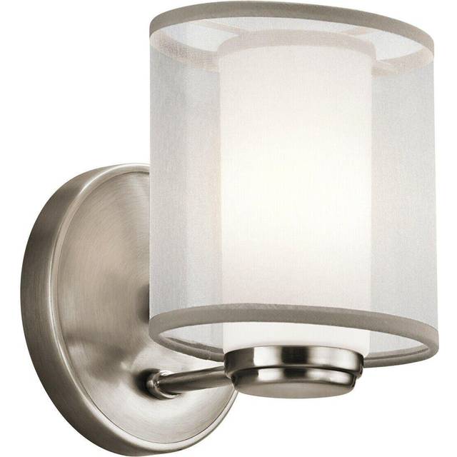 Wall Light Outer Shade Satin Etched Opal Glass Tube Classic Pewter LED G9 40W
