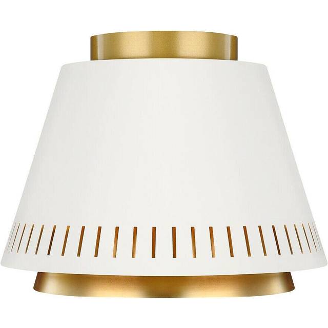 1 Bulb Flush Light Two Tone Conical Shades Gold & Matte White LED E27 60W