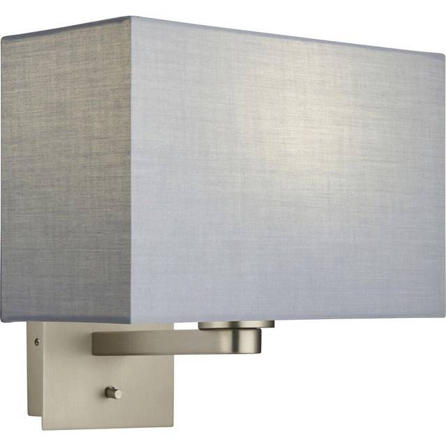 Wall Light & Shade Matt Nickel & Grey Fabric 60W E27 Living Room e10296