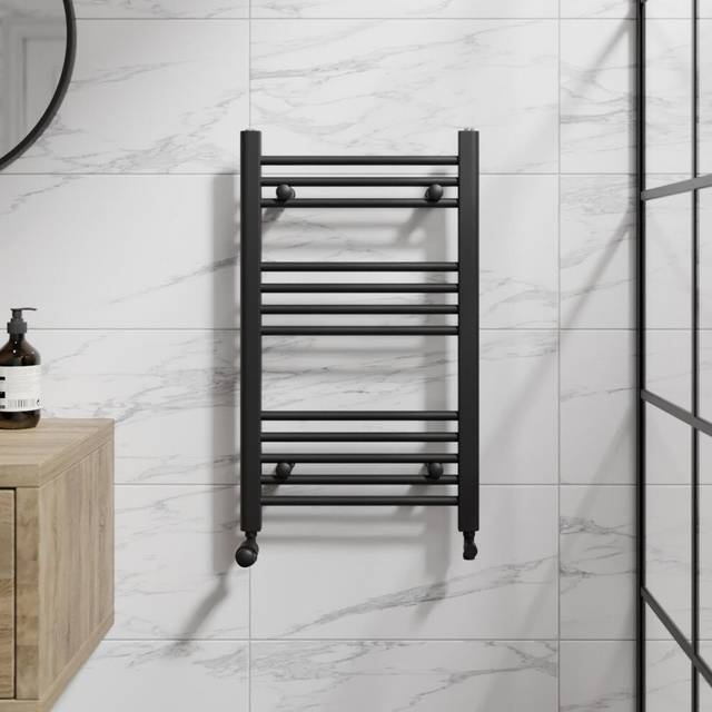 DuraTherm Heated Towel Rail Matt Black 750 x 450mm Flat