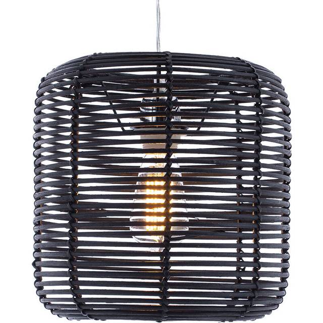 Litecraft Light Shade 28.5cm Easy Fit Rattan Ceiling Lampshade - Black