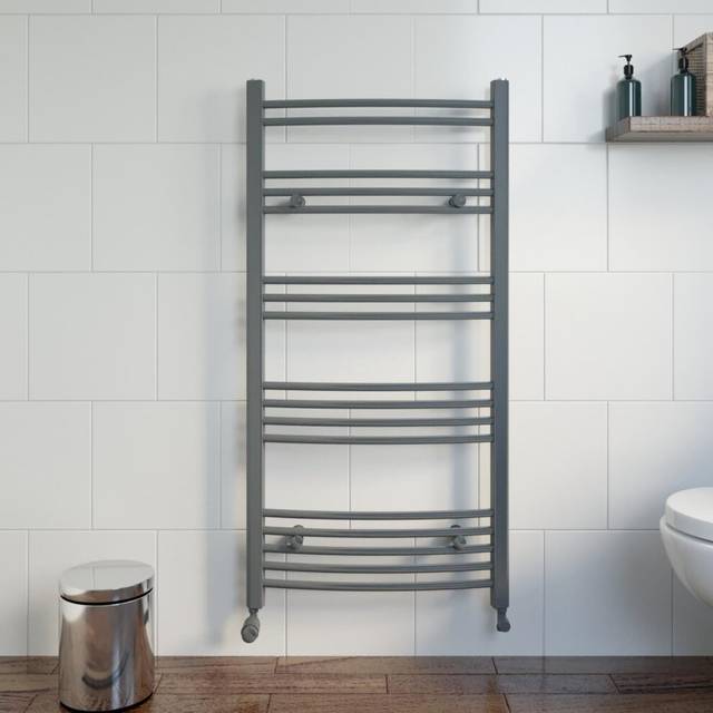 DuraTherm Curved Heated Towel Radiator Anthracite - 1200 x 600mm
