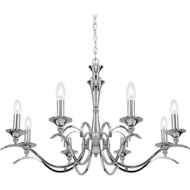 Hanging Flush Ceiling Pendant 8 Light CHROME Chandelier Classic Lamp Bulb Holder