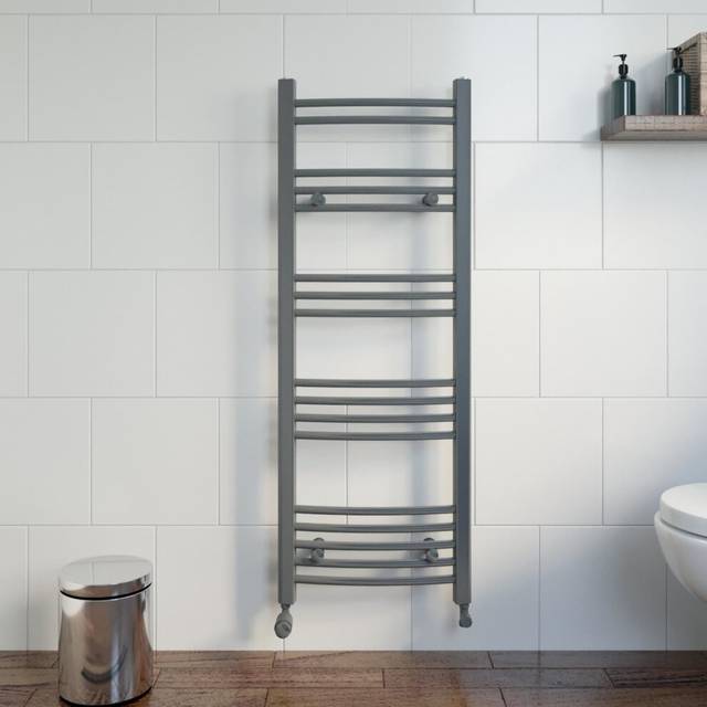 DuraTherm Curved Heated Towel Radiator Anthracite - 1200 x 450mm