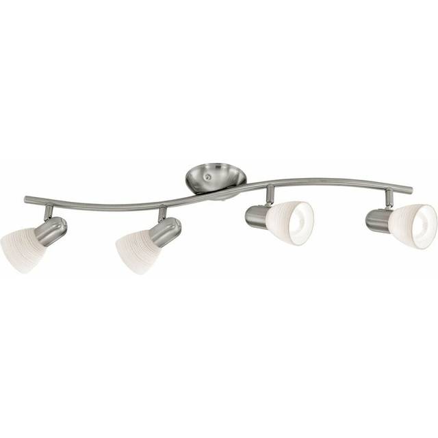Flush 4 Spot Ceiling Light Satin Nickel Shade White Glass Bulb E14 4x40W