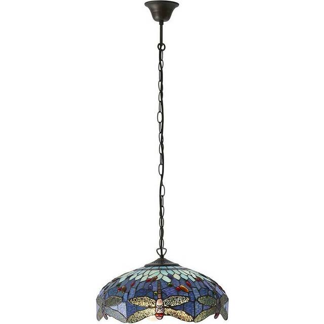 Tiffany Glass Hanging Ceiling Pendant Light Blue Dragonfly 3 Lamp Shade i00109