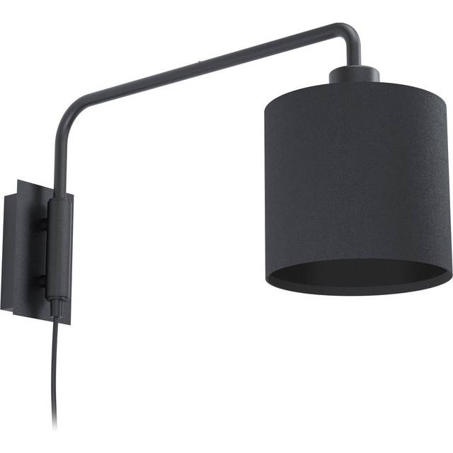 Wall Light Colour Black Shade Black Fabric In Line Switch Bulb E27 1x40W