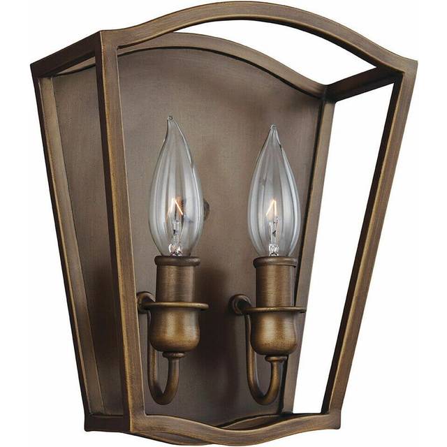 Twin Wall Light Sconce Painted Aged Brass Finish LED E14 60W Bulb