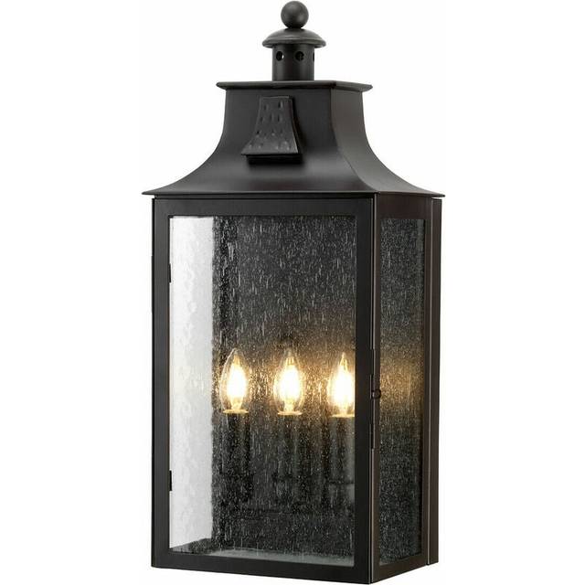 Outdoor IP44 3 Bulb Wall Light Wrought Iron Old Bronze LED E14 60W
