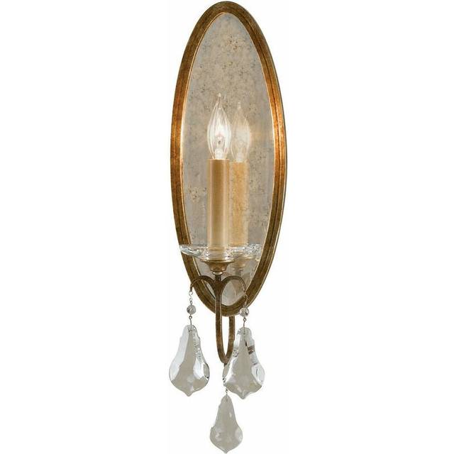 Wall Light White Clear Polished Glass Crystals Oxidized Bronze LED E14 60W