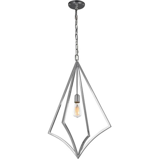 Outdoor 1 Bulb Ceiling Pendant Light Fitting Polished Chrome LED E27 60W