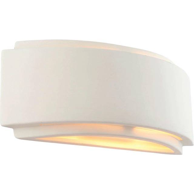 Wall Light Unglazed Ceramic & Gloss White 40W E14 Dimmable Living Room