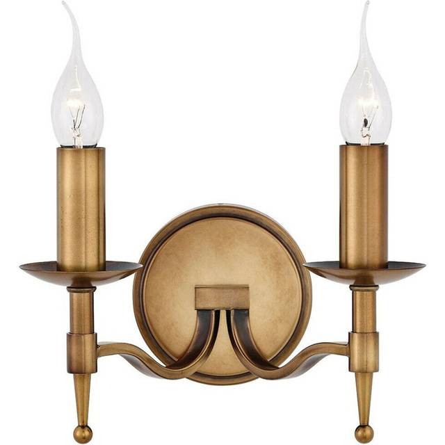 Avery Luxury Twin Wall Light Antique Brass Traditional Candelabra Lamp Holder
