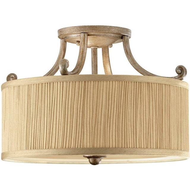 3 Bulb Semi Flush Light Gold Shade Mushroom Pleat LED E27 100W Bulb