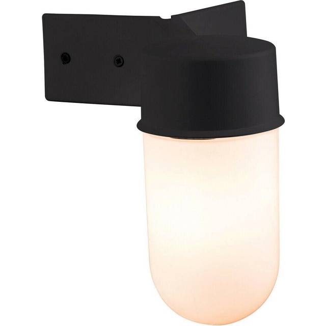 IP44 Outdoor Wall Light & Corner Bracket Black White Long Glass Shade E27 Lamp