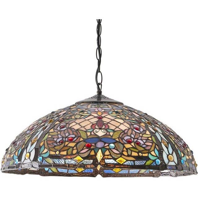 Tiffany Glass Hanging Ceiling Pendant Light Large Bronze Feature Shade i00067