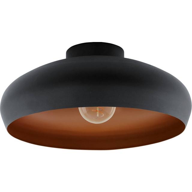 Semi Flush Ceiling Light Black & Copper Round Shade 1 x 60W E27 Bulb Feature