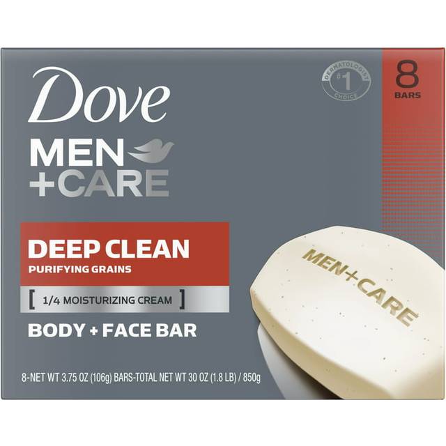 Dove Men+care Body and Face Bar More Moisturizing Than Bar Soap Deep clean Effectively Washes Away Bacteria  Nourishes Your Skin  375 Ounce (Pack of 8