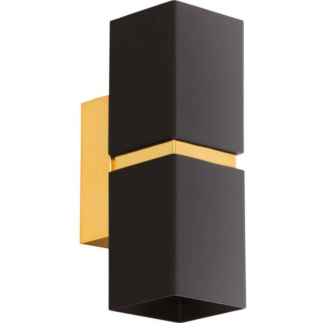 Wall Light Colour Gold Plated Steel Black Square Shape Shade Bulb GU10 2x3.3W