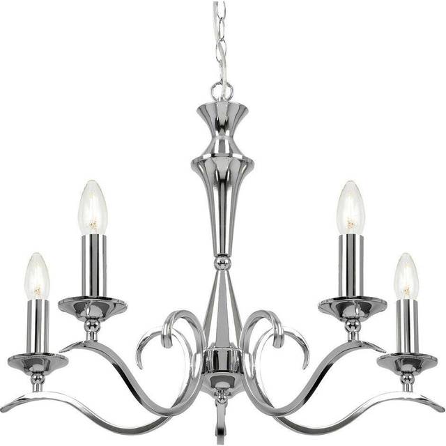 Hanging Flush Ceiling Pendant 5 Light CHROME Chandelier Classic Lamp Bulb Holder