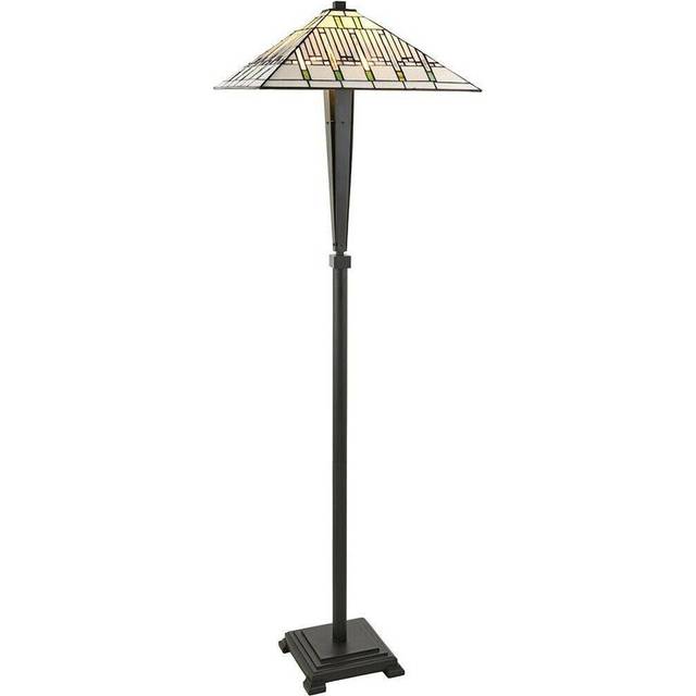 1.7m Tiffany Floor Lamp Dark Bronze & Stained Glass Shade Free Standing i00024