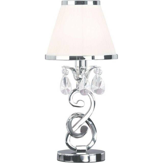 Esher Luxury Small Table Lamp Nickel Crystal White Shade Traditional Bulb Holder