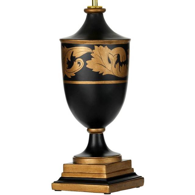 Table Lamp Black & Gold Urn Type Base Gold Painted Leaves LED E27 60w Bulb