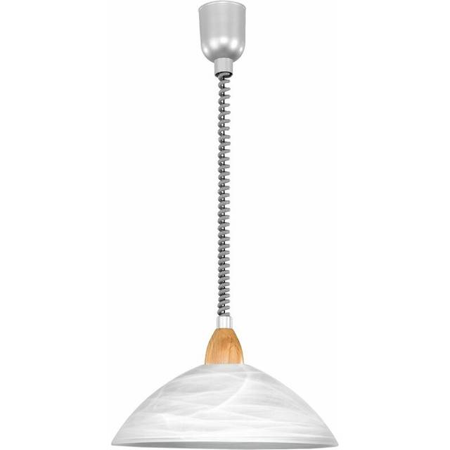 Pendant Light Silver Satin Nickel Beech Shade White Glass Alabaster E27 1x60W