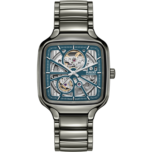 Rado Mens Grey R27083202 True Square Automatic Open Heart High-tech Ceramic Watch - GREY