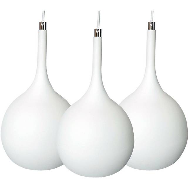 Hanging Ceiling Pendant Light 3x Matt White & Copper Kitchen Lamp Built in LED